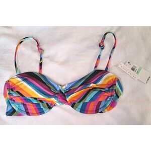 Trina Turk Striped Underwire Padded Bikini Top Adjustable Strap Size 8 NWT